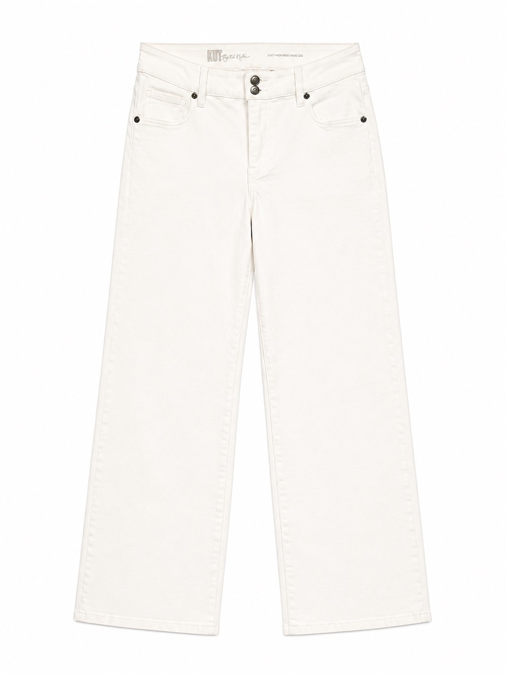 Kut From The Kloth Lucy Jeans White High Rise Wide Leg Crop Y2K Clean Girl Sz 8 - Picture 4 of 5
